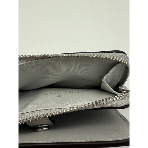 NWT Kate Spade Madison Silver Metallic Croc Small Zipper Pocket Purse Wallet - Picture 8 of 10